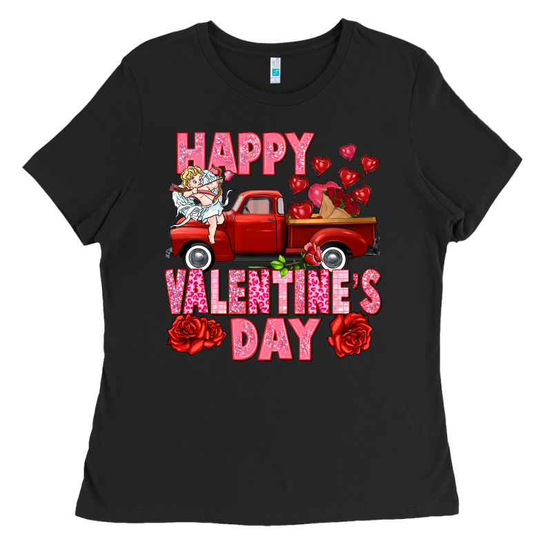 Happy Valentine's Day Red Truck Ladies Tee by HowdyJamesFarm | Teevron