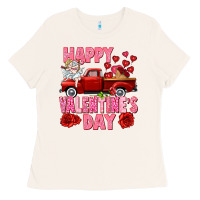 Bone Happy Valentine's day red truck Ladies Tee - HowdyJamesFarm