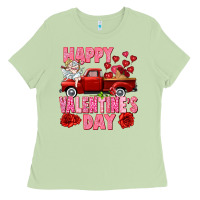 Matcha Happy Valentine's day red truck Ladies Tee - HowdyJamesFarm
