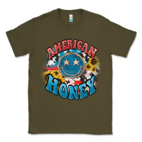 Army Green American honey smiley Classic Tee - HowdyJamesFarm