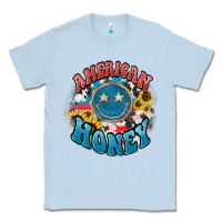 Dusty Blue American honey smiley Classic Tee - HowdyJamesFarm
