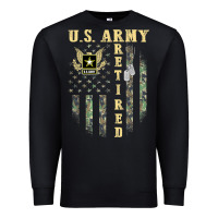 Black US ARMY Retired  Distressed American Flag Patriotic Premium Sweatshirt - longCreatives
