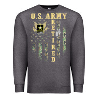 Charcoal Heather US ARMY Retired  Distressed American Flag Patriotic Premium Sweatshirt - longCreatives