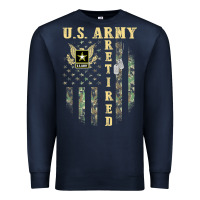 Navy US ARMY Retired  Distressed American Flag Patriotic Premium Sweatshirt - longCreatives