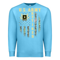 Ocean Blue US ARMY Retired  Distressed American Flag Patriotic Premium Sweatshirt - longCreatives