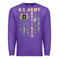 Purple US ARMY Retired  Distressed American Flag Patriotic Premium Sweatshirt - longCreatives