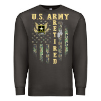 Smoke US ARMY Retired  Distressed American Flag Patriotic Premium Sweatshirt - longCreatives