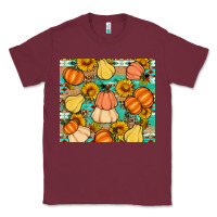 Burgundy pumpkin sunflowers leaves Classic Tee - Artiststas