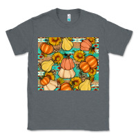 Charcoal Heather pumpkin sunflowers leaves Classic Tee - Artiststas