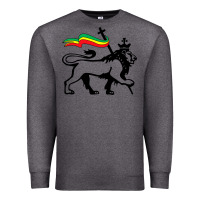 Charcoal Heather Rasta Lion of Judah Rastafarian Reggae Lion and Christian Premium Sweatshirt - longCreatives