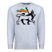 Heather Grey Rasta Lion of Judah Rastafarian Reggae Lion and Christian Premium Sweatshirt - longCreatives