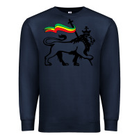 Navy Rasta Lion of Judah Rastafarian Reggae Lion and Christian Premium Sweatshirt - longCreatives