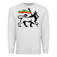 Oatmeal Heather Rasta Lion of Judah Rastafarian Reggae Lion and Christian Premium Sweatshirt - longCreatives