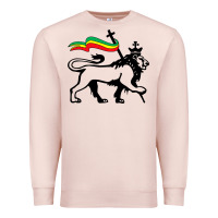 Pale Pink Rasta Lion of Judah Rastafarian Reggae Lion and Christian Premium Sweatshirt - longCreatives