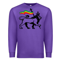 Purple Rasta Lion of Judah Rastafarian Reggae Lion and Christian Premium Sweatshirt - longCreatives