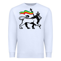 White Rasta Lion of Judah Rastafarian Reggae Lion and Christian Premium Sweatshirt - longCreatives