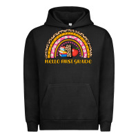 Pigment Black back to school rainbow hello first grade Urban Hoodie - AdoDesignShop