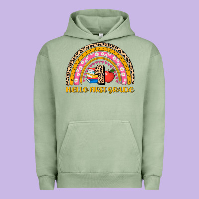 Back To School Rainbow Hello First Grade Urban Hoodie Designed By Adodesignshop