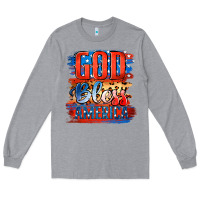 Heather Grey God Bless America Long Sleeve Tee - Jasminsmagicworld
