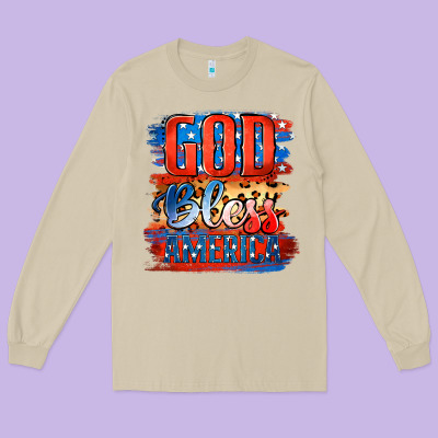 God Bless America Long Sleeve Tee Designed By Jasminsmagicworld