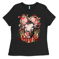 Black Cow Valentine's Day love Ladies Tee - HowdyJamesFarm