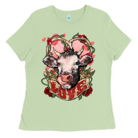 Cow Valentine's Day Love Ladies Tee | Teevron