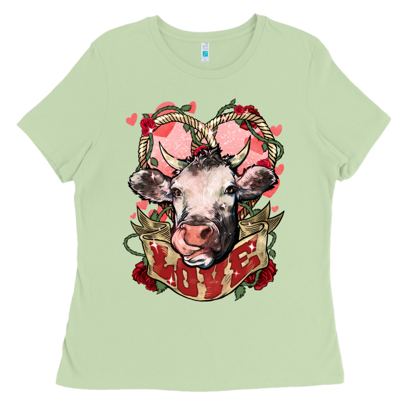 Cow Valentine's Day Love Ladies Tee by HowdyJamesFarm | Teevron