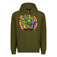 Army Green Merry Rexmas Premium Hoodie - CowhideDigitalArt