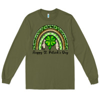 Army Green Happy St. Patrick's Day rainbow Long Sleeve Tee - OliviaCreatesArt