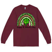 Burgundy Happy St. Patrick's Day rainbow Long Sleeve Tee - OliviaCreatesArt