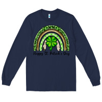 Navy Happy St. Patrick's Day rainbow Long Sleeve Tee - OliviaCreatesArt