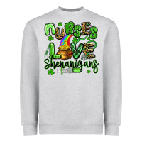 Heather Grey nurses love shenanigans st patricks day Heavyweight Sweatshirt - Artiststas