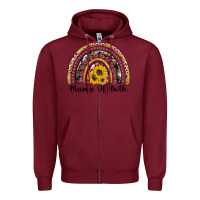 Burgundy mama of both rainbow Zipper Hoodie - Artiststas