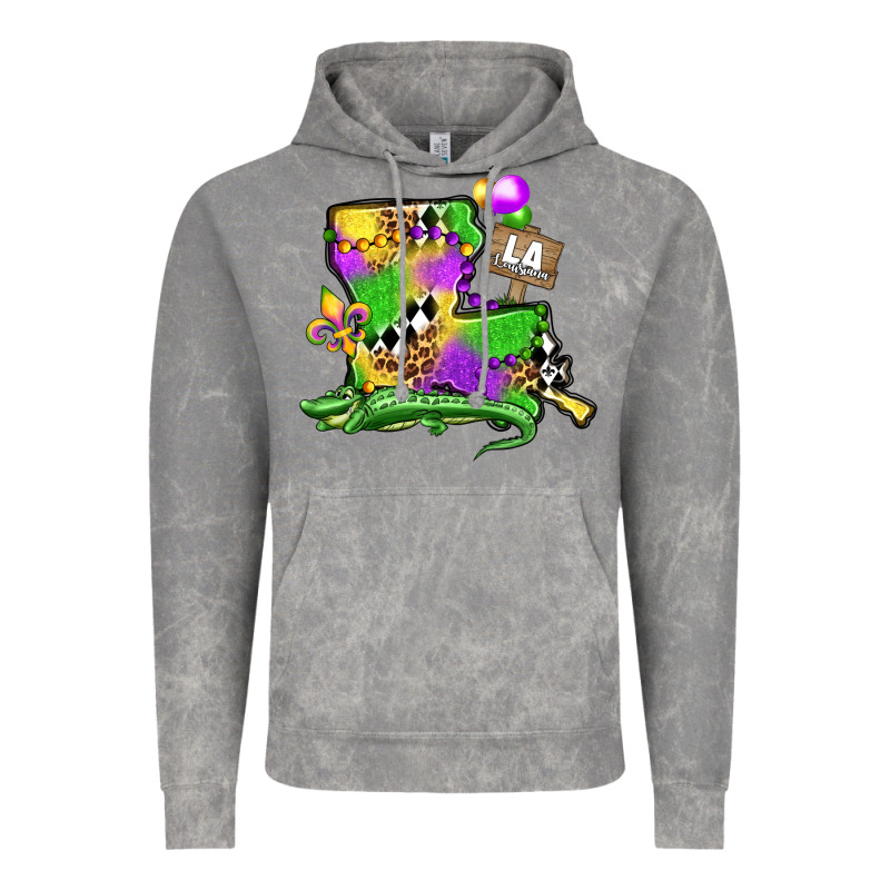 Louisiana Map Alligator Mardi Gras Olivia Vintage Hoodie by OliviaCreatesArt | Teevron