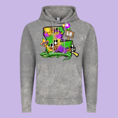 Louisiana Map Alligator Mardi Gras Olivia Vintage Hoodie Designed By Oliviacreatesart