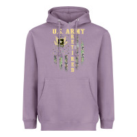 Lavender US ARMY Retired  Distressed American Flag Patriotic Heavyweight Hoodie - longCreatives