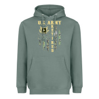 Sage US ARMY Retired  Distressed American Flag Patriotic Heavyweight Hoodie - longCreatives