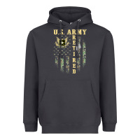 Smoke US ARMY Retired  Distressed American Flag Patriotic Heavyweight Hoodie - longCreatives