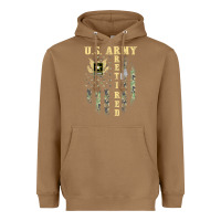 Toasted Coconut US ARMY Retired  Distressed American Flag Patriotic Heavyweight Hoodie - longCreatives