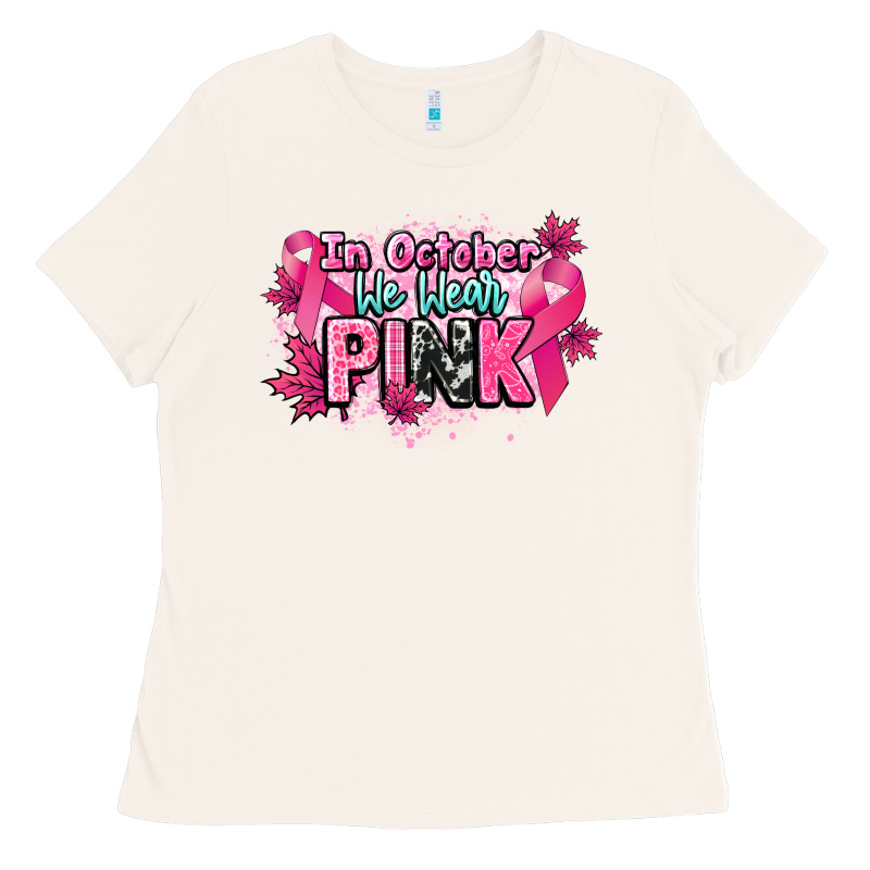 In October We Wear Pink Cancer Awareness Ladies Tee by HowdyJamesFarm | Teevron