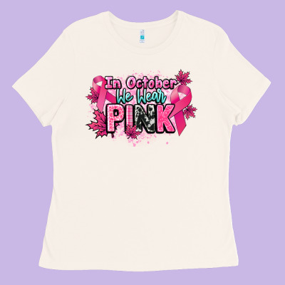 In October We Wear Pink Cancer Awareness Ladies Tee Designed By Howdyjamesfarm
