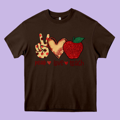 Peace Love Teach Heavy Core Tee Designed By Bettercallsaul