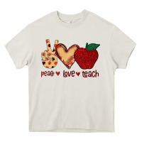 Cream Peace Love Teach Heavy Core Tee - Bettercallsaul