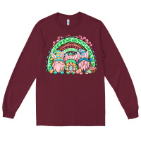 Burgundy Easter gnomes rainbow Long Sleeve Tee - OliviaCreatesArt