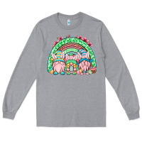 Heather Grey Easter gnomes rainbow Long Sleeve Tee - OliviaCreatesArt