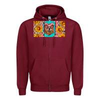 Burgundy mama bear with sunflowers and glasses license plate Zipper Hoodie - Artiststas