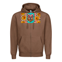 Chestnut mama bear with sunflowers and glasses license plate Zipper Hoodie - Artiststas