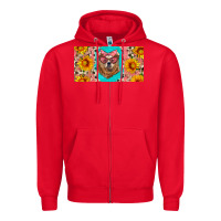 Red mama bear with sunflowers and glasses license plate Zipper Hoodie - Artiststas
