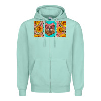 Seafoam mama bear with sunflowers and glasses license plate Zipper Hoodie - Artiststas