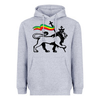 Heather Grey Rasta Lion of Judah Rastafarian Reggae Lion and Christian Heavyweight Hoodie - longCreatives